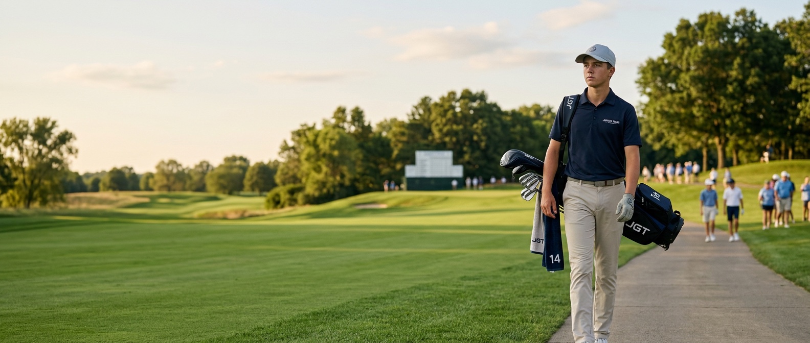 Junior golfer walking the fairway